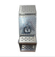Metal step box with diamond plate pattern on a white background.
