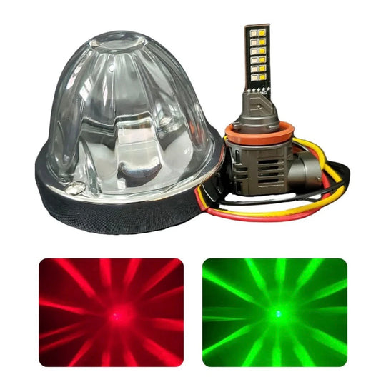 Glass watermelon light with H11 bulb showing it is red or green light