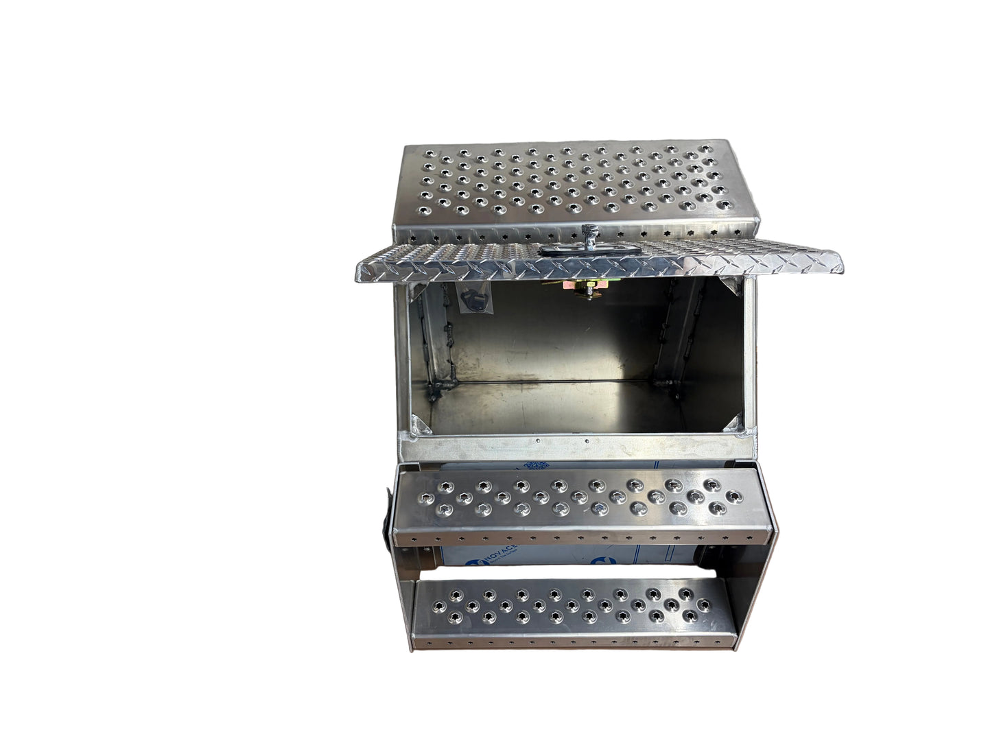 24" step box with lid open on white background