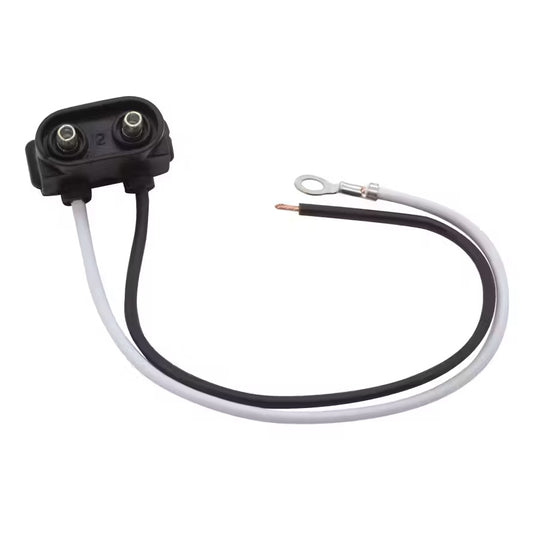 Electrical connector with black and white wires on a white background