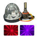 Glass watermelon light with H11 bulb showing it is red or purple light