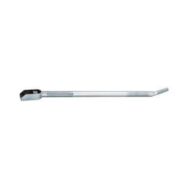Metal tool with a curved blade on a white background