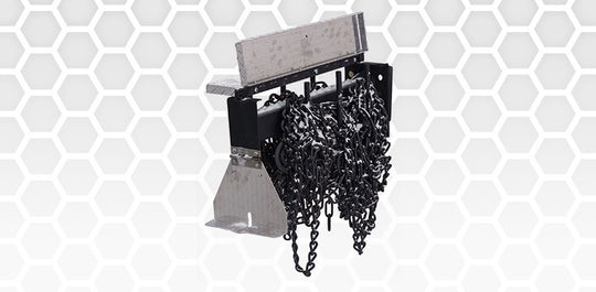 Highway Products open gull wing chain hanger with chains on a white background