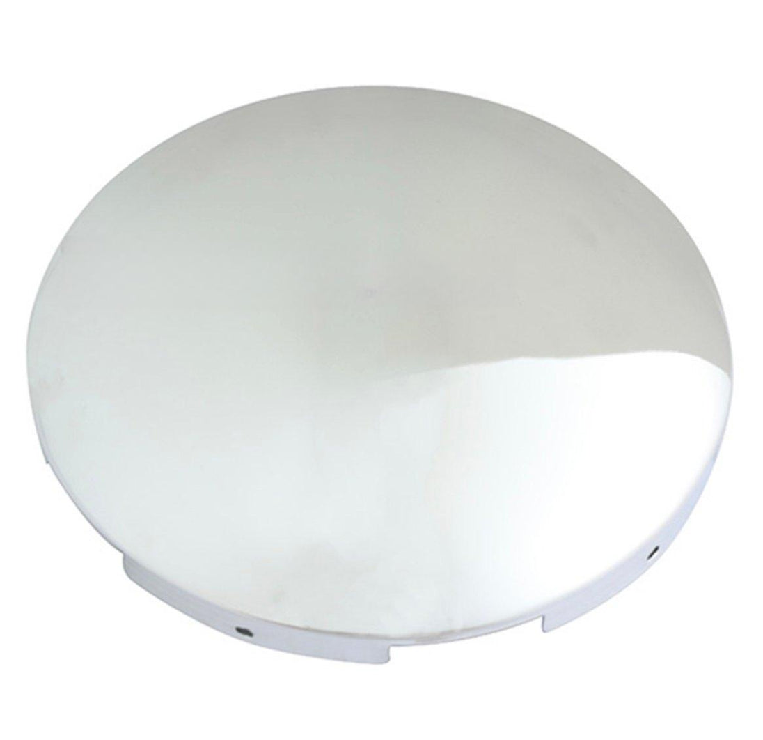 Stainless steel hub cap on white background 