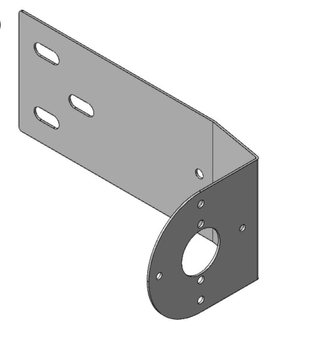 Metal bracket with multiple holes on a white background
