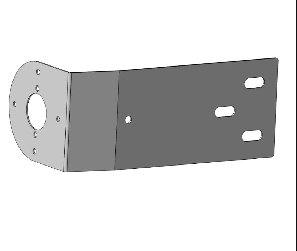 Metal bracket with cutouts and holes on a white background