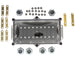 Mechanical assembly with a clear cover, screws, and metal components on a white background