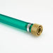 Close-up of a green and gold straight No-Spill drainer on a white background