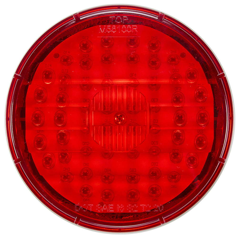 Red round traffic light on a white background