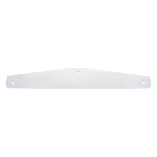 Silver stainless steel plate with three holes on a white background