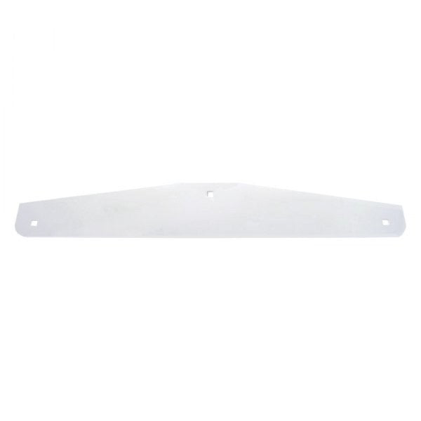 Silver stainless steel plate with three holes on a white background