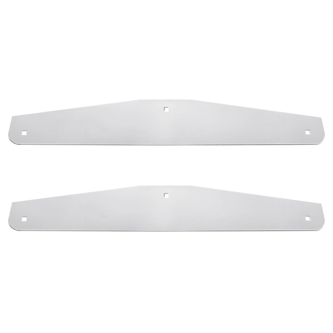 Two Silver stainless steel plate with three holes on a white background