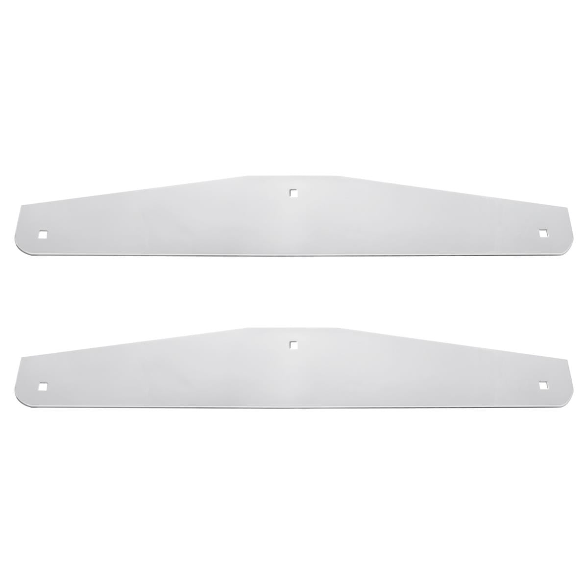 Two Silver stainless steel plate with three holes on a white background