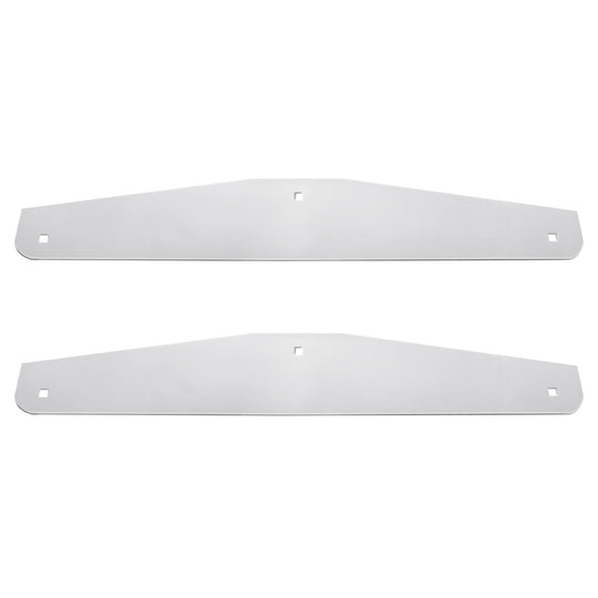 Two Silver stainless steel plate with three holes on a white background