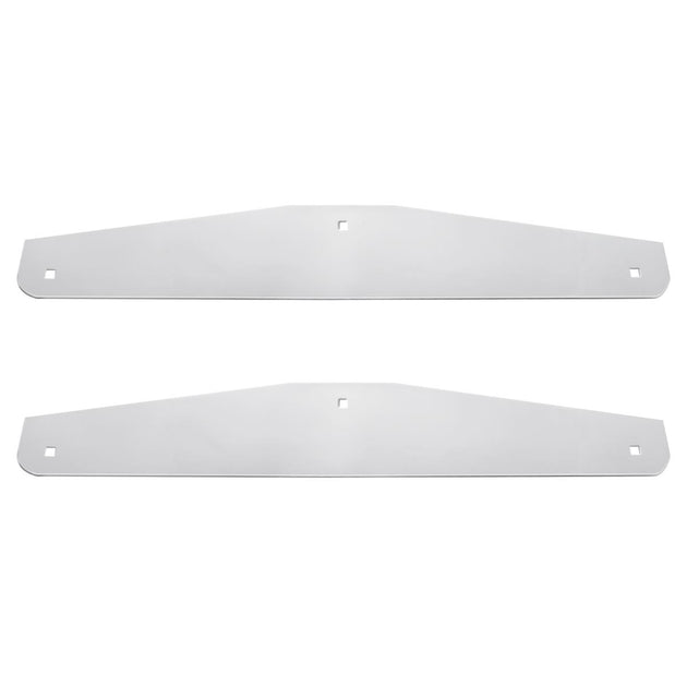 Two Silver stainless steel plate with three holes on a white background