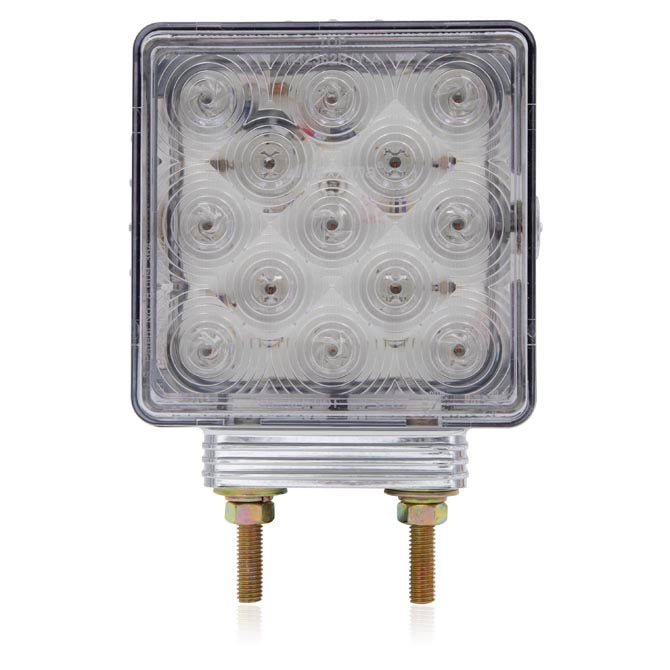 Rectangular LED light with clear cover on a white background