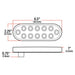 Diagram of a rectangular light fixture with dimensions labeled