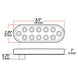 Diagram of a rectangular light fixture with dimensions labeled