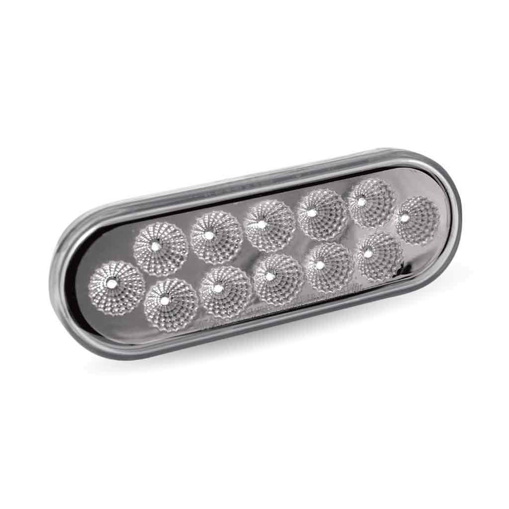 Oval-shaped LED light on a white background