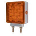 Rectangular industrial light with amber glass cover on a white background