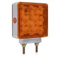 Rectangular warning light with amber and white colors on a white background