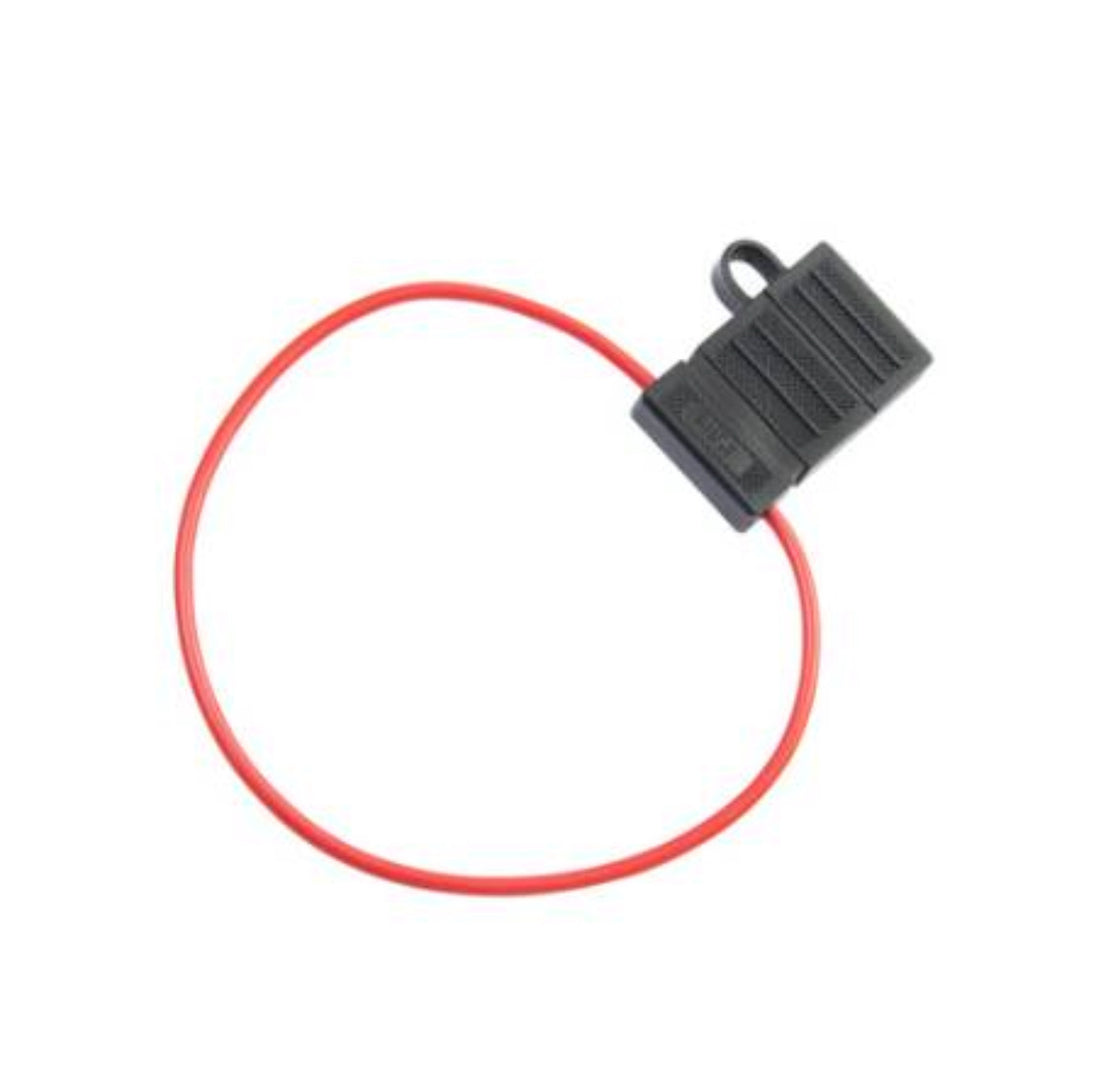 black fuse holder with red leads
