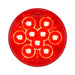 Red round LED light with 9 small lights on a white background
