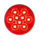 Red round LED light with 9 small lights on a white background