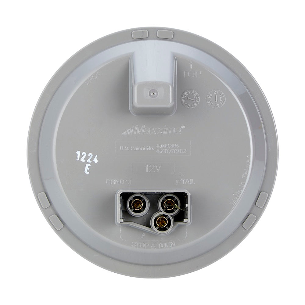 Gray automotive light bulb socket with Maxxima branding on a white background