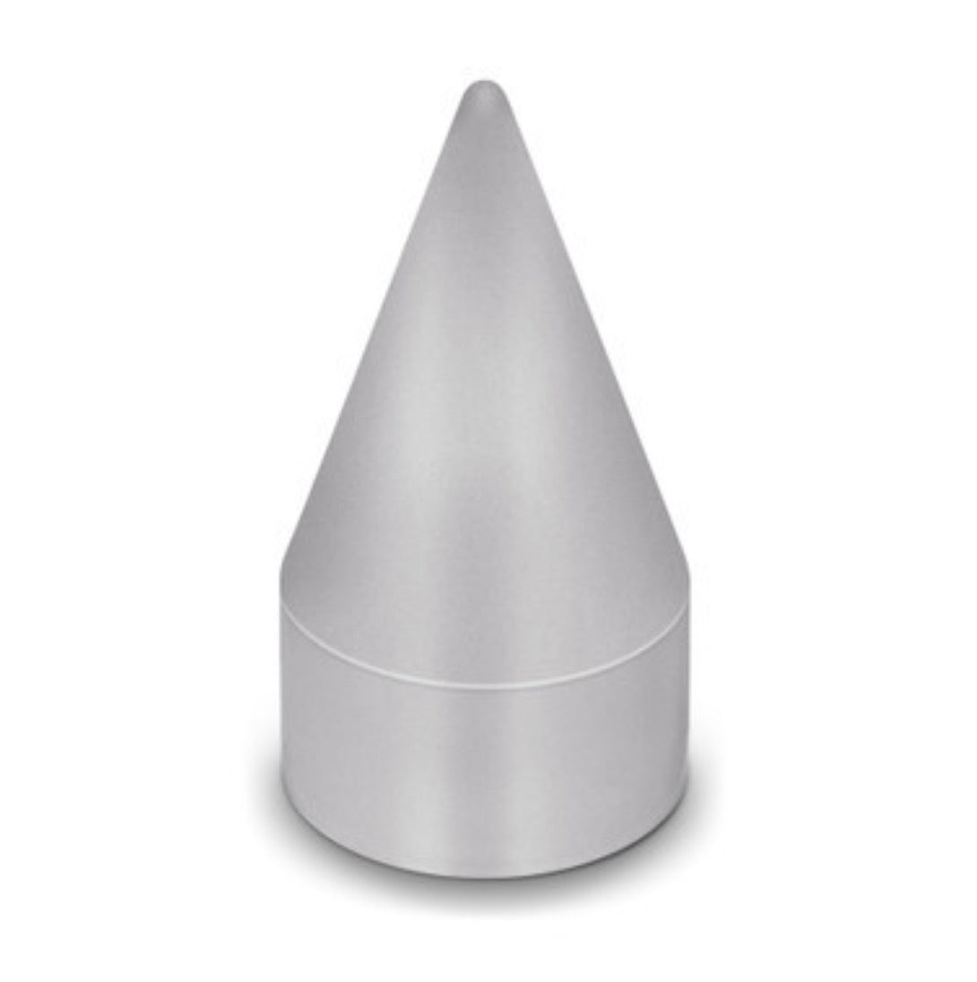 Metallic cone-shaped object on a white background