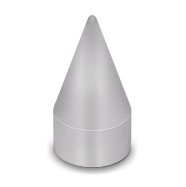 Metallic cone-shaped object on a white background