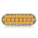 Oval LED light with multiple orange lenses on a white background