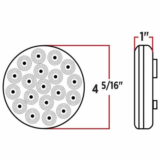 Technical drawing of a circular component with measurement details on a white background