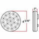 Technical drawing of a circular component with measurement details on a white background