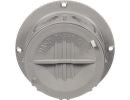 plastic circular component with a brand logo on a gray background
