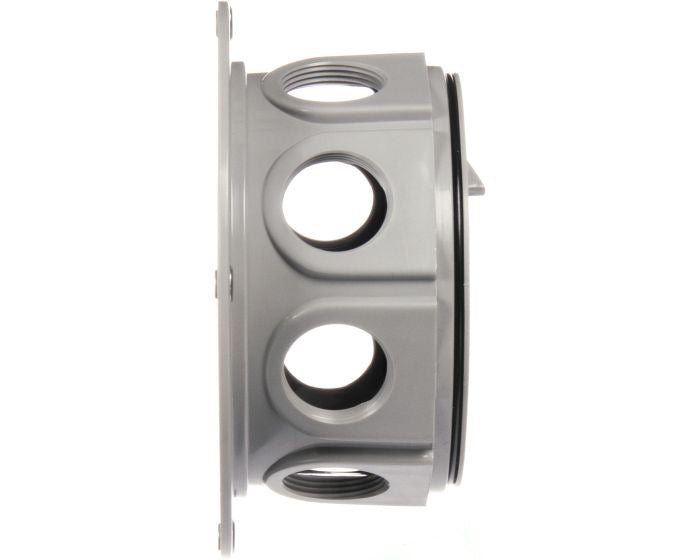 Plastic fitting with multiple holes on a white background
