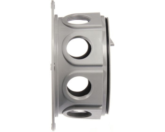 Plastic fitting with multiple holes on a white background